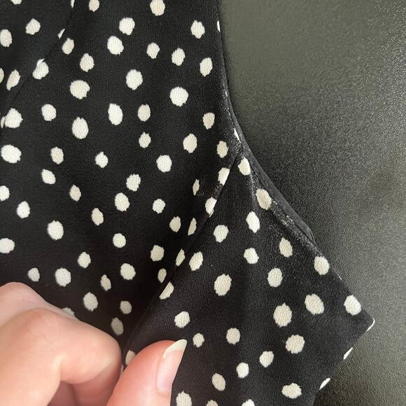 Lauren Ralph Lauren Fit and Flare Dress 12 Black White Polka Dot Feminine Flirty - Picture 4 of 9